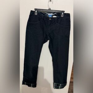 Columbia Sports Wear Women’s Black Jeans With Plaid Cuffs SZ 10